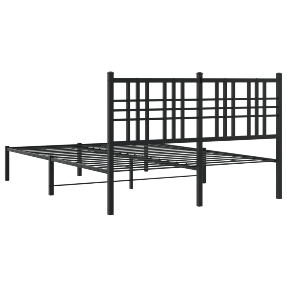 Estructura cama sin colchón con cabecero metal negro 135x190