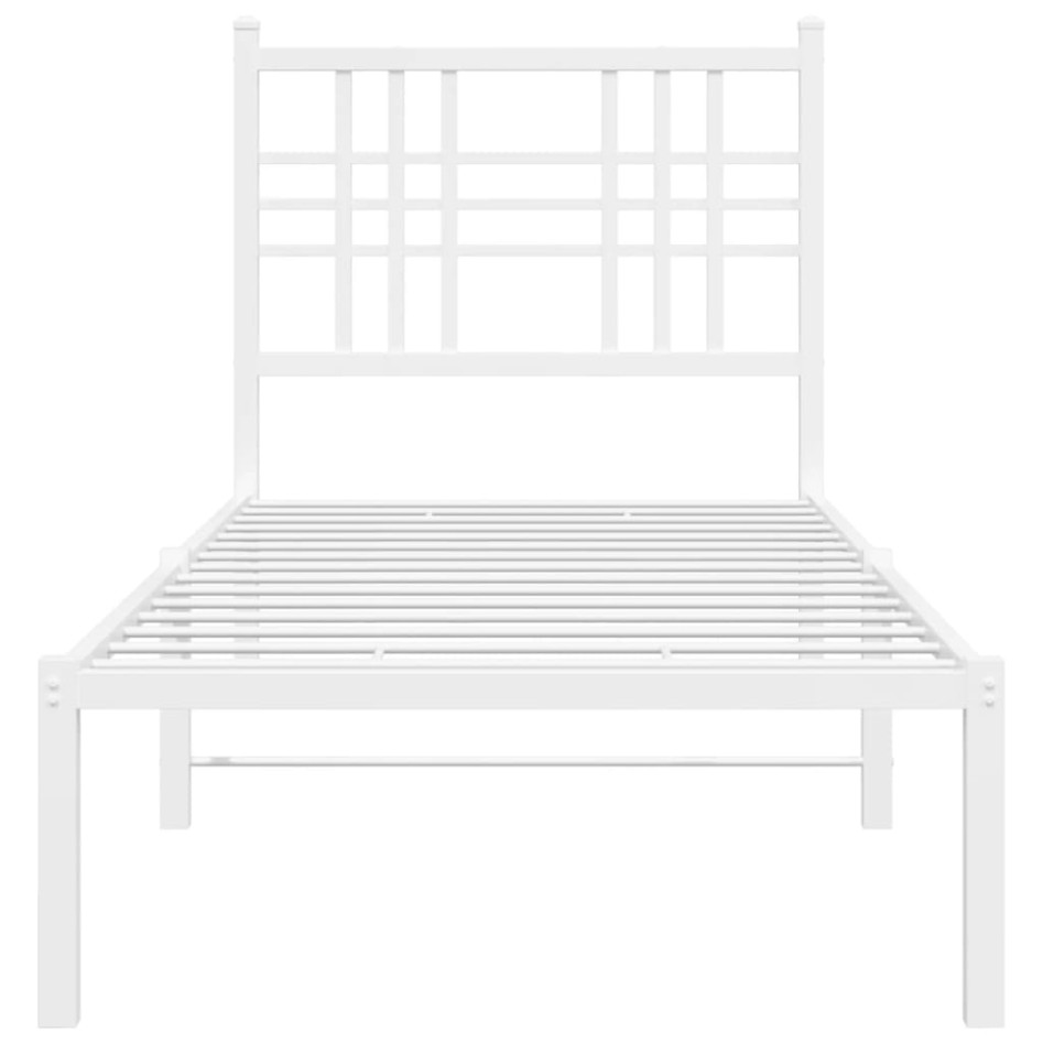 Estructura cama sin colchón con cabecero metal blanco 75x190