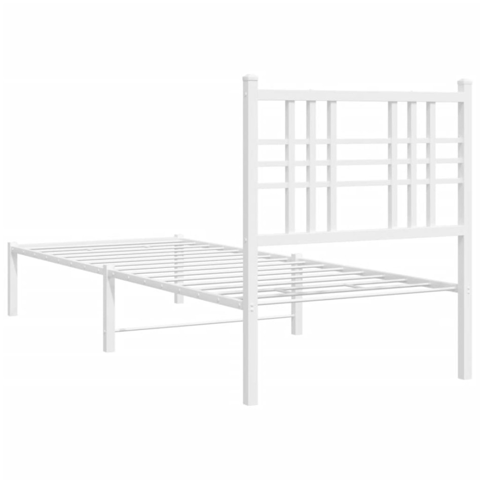 Estructura cama sin colchón con cabecero metal blanco 75x190