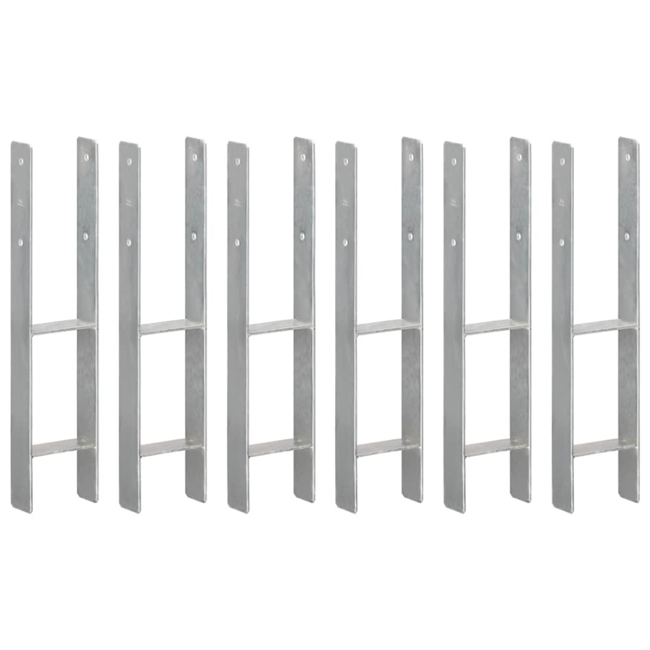 Anclajes de valla 6 uds acero galvanizado plateado 12x6x60