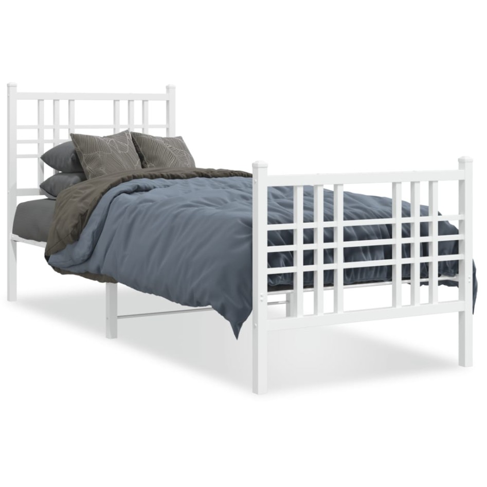 Estructura cama sin colchón con estribo metal blanco 80x200