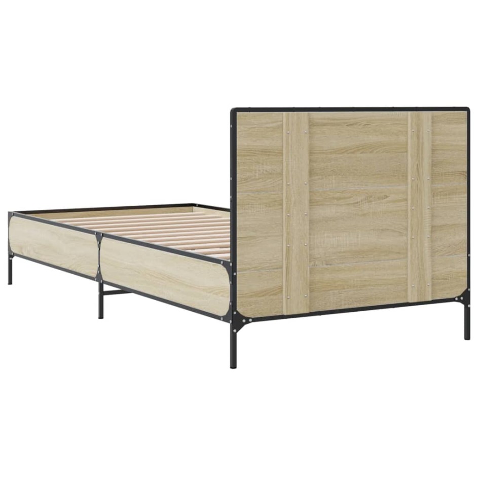 Estructura cama madera ingeniería metal roble Sonoma 75x190