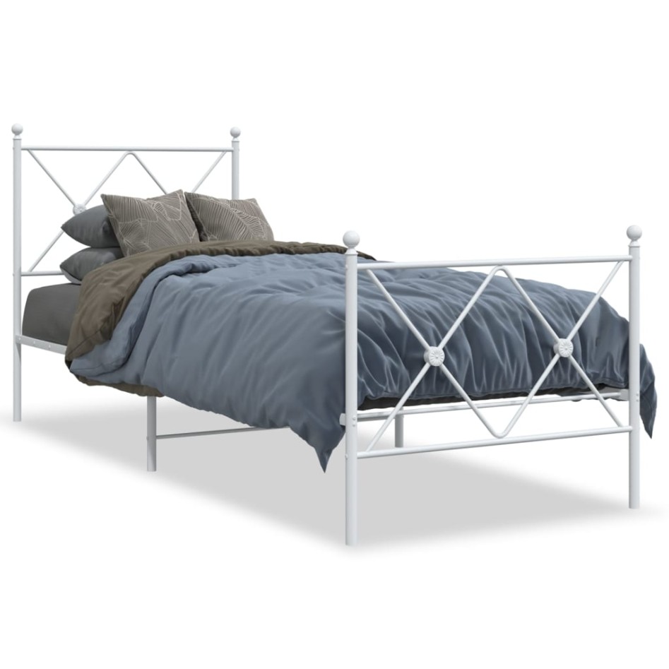 Estructura cama sin colchón con estribo metal blanco 80x200