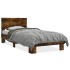 Estructura cama madera ingeniería metal roble ahumado 90x200