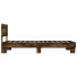Estructura cama madera ingeniería metal roble ahumado 90x200