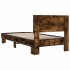 Estructura cama madera ingeniería metal roble ahumado 90x200