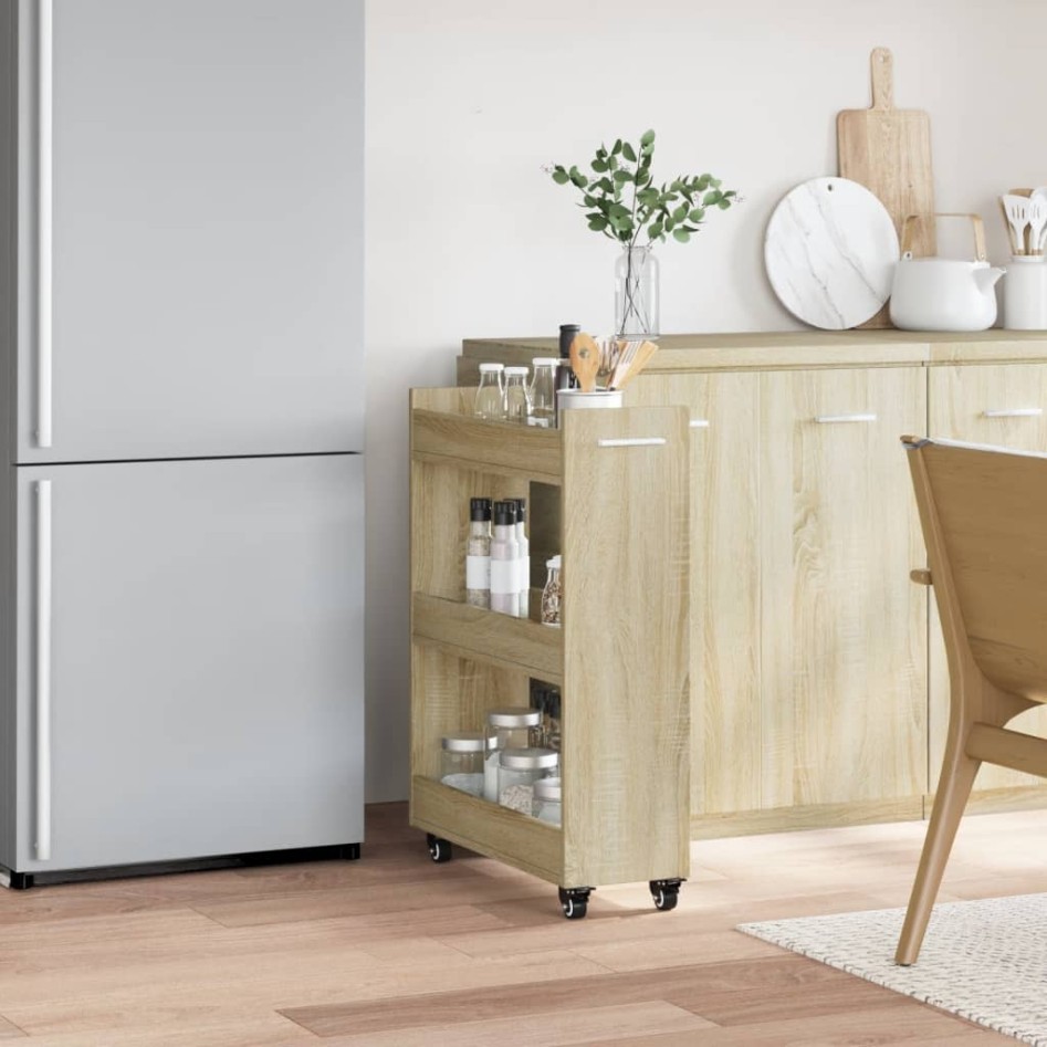 Armario con ruedas madera ingeniería roble Sonoma 60x22x79