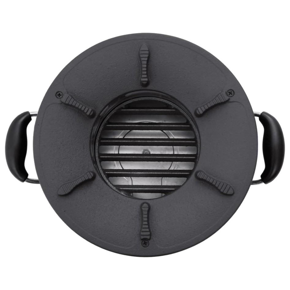 Cocina de leña para camping metal negro 36x26x22,5