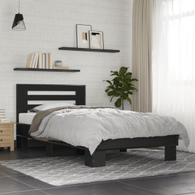 Estructura de cama madera de ingeniería y metal negra 75x190