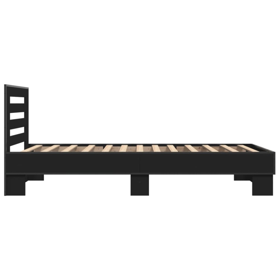 Estructura de cama madera de ingeniería y metal negra 75x190