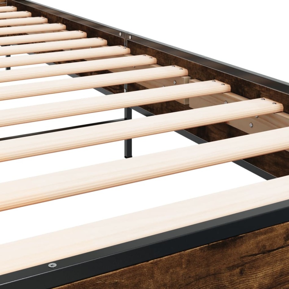 Estructura cama madera ingeniería metal roble humo 100x200