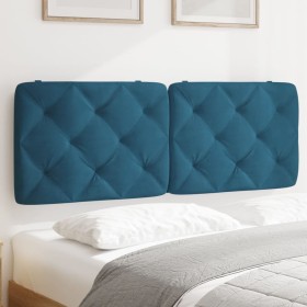 Cabecero de cama acolchado terciopelo azul 120