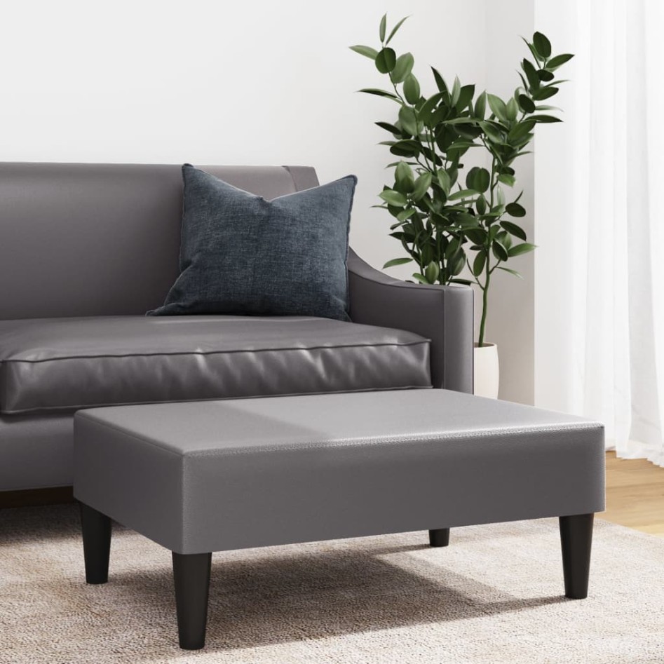 Reposapiés de cuero sintético gris 77x55x31
