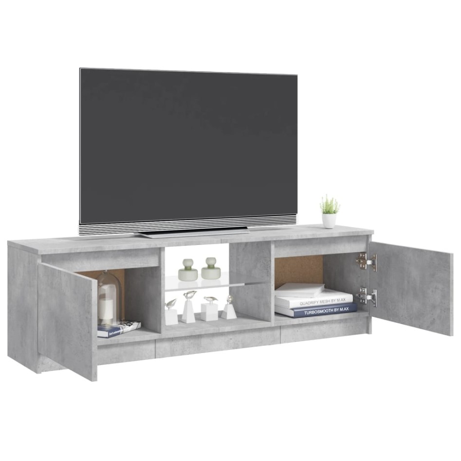 Mueble de TV con luces LED gris hormigón 120x30x35,5