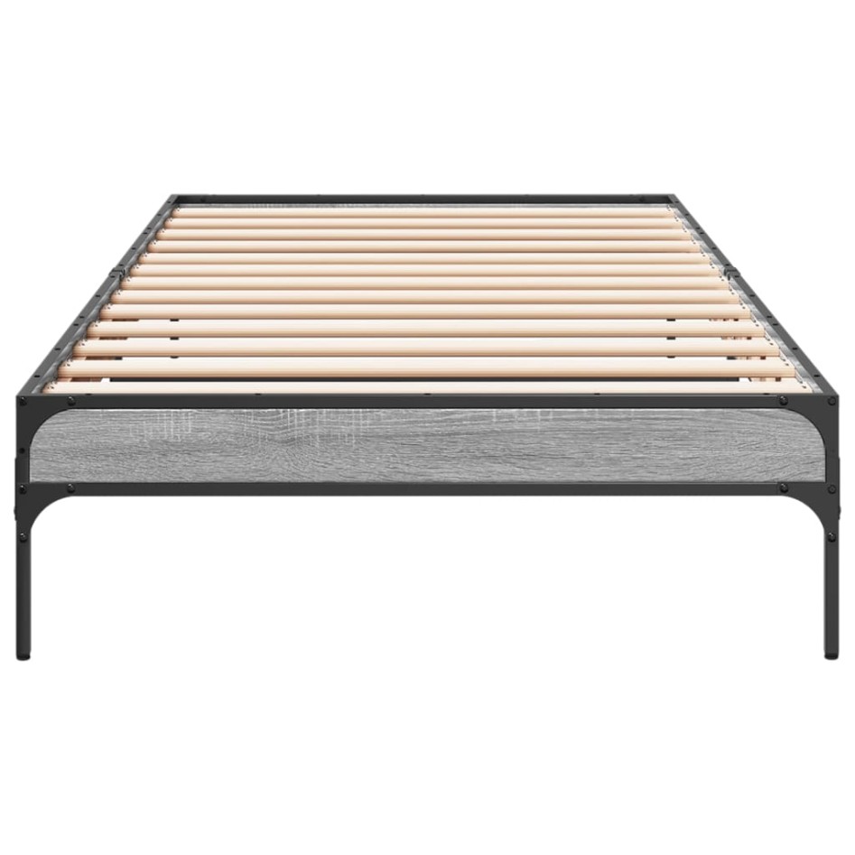 Estructura cama madera ingeniería metal gris Sonoma 90x190