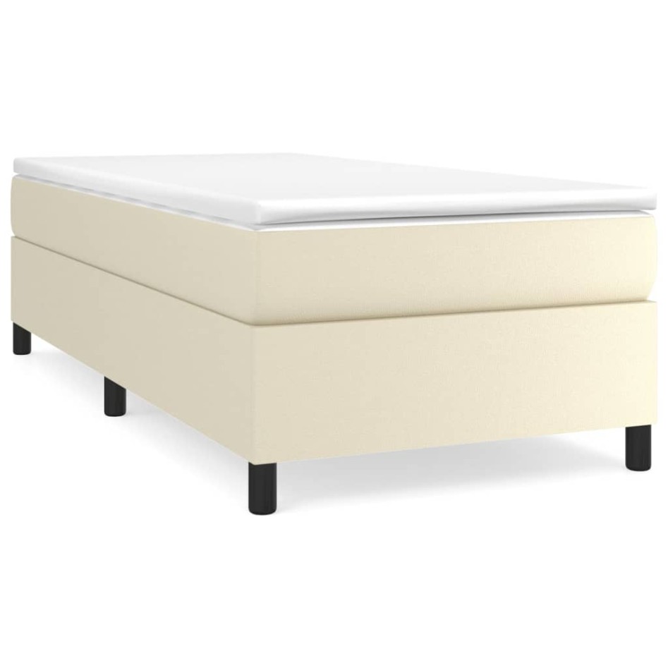 Estructura de cama sin colchón cuero sintético crema 90x200