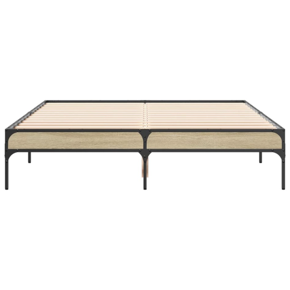 Estructura cama madera ingeniería metal roble Sonoma 135x190