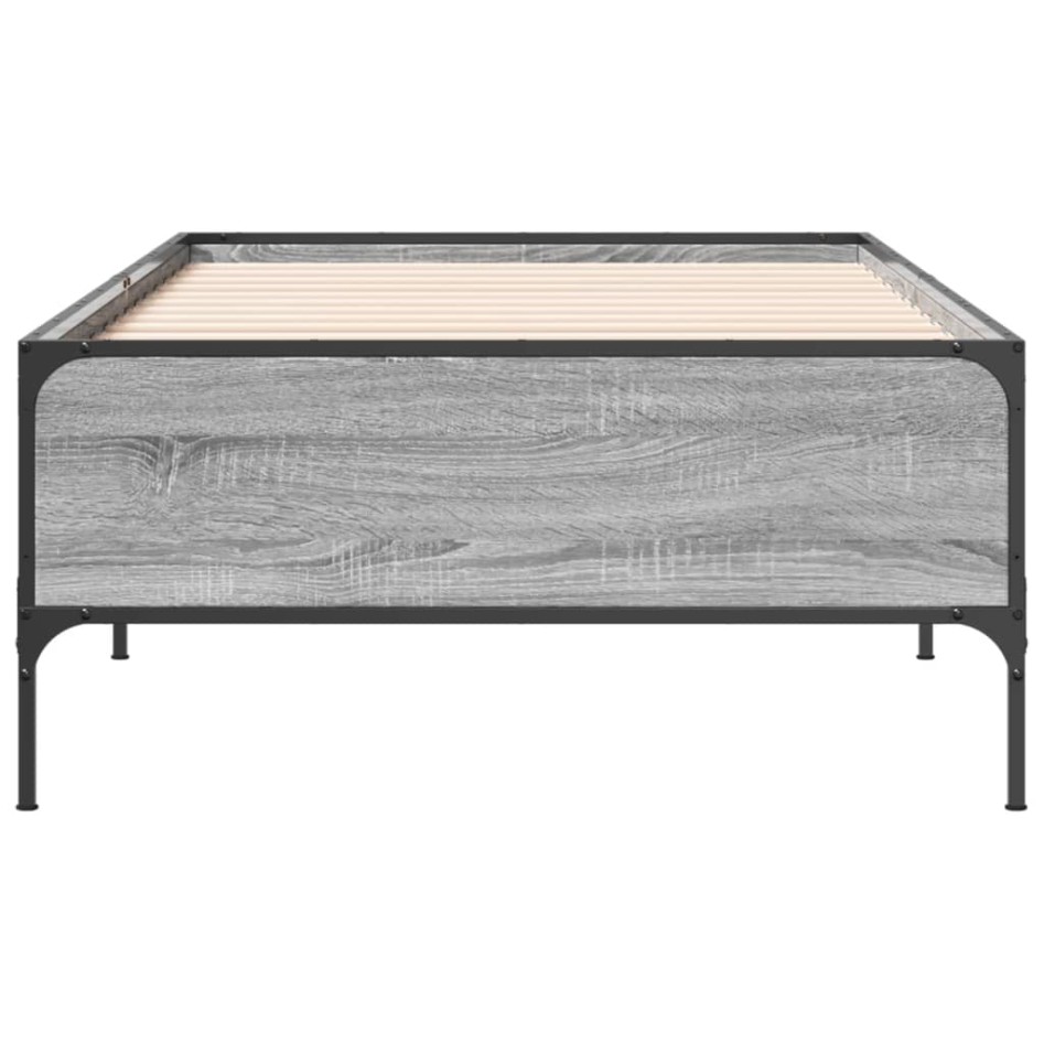 Estructura cama madera ingeniería metal gris Sonoma 90x200