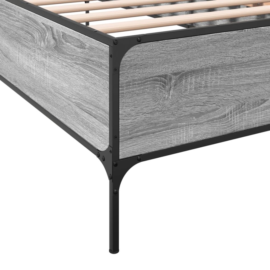Estructura cama madera ingeniería metal gris Sonoma 90x200