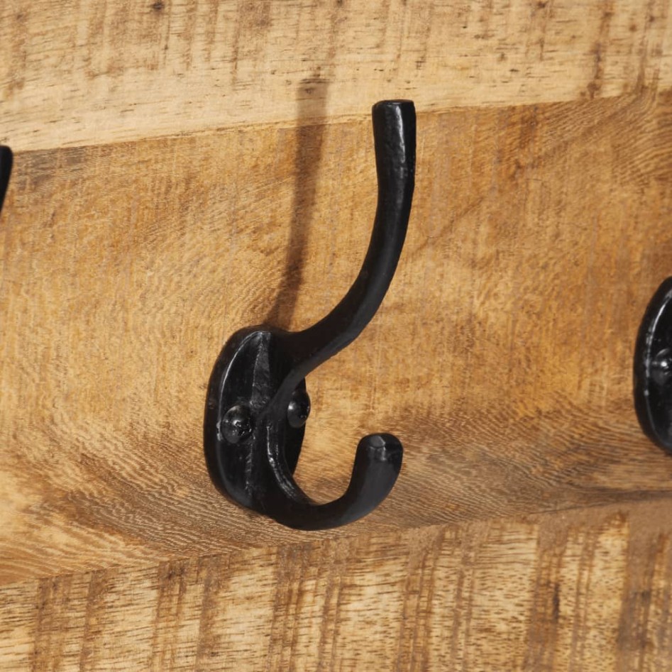 Percheros 2 uds madera maciza de mango rugosa 80x8x25