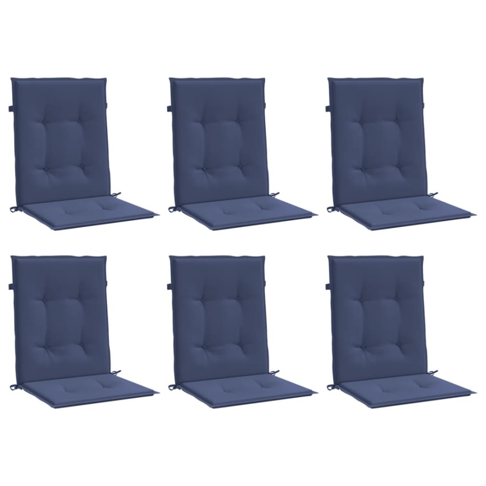 Cojines para silla con respaldo bajo 6 uds tela azul
