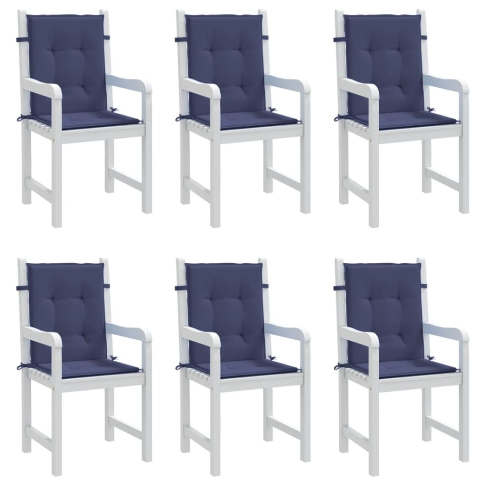 Cojines para silla con respaldo bajo 6 uds tela azul