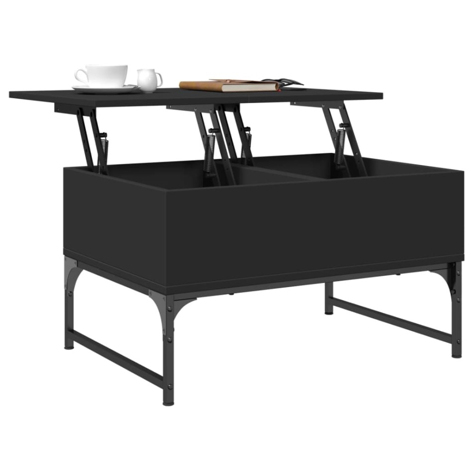 Mesa de centro madera de ingeniería y metal negro 70x50x40