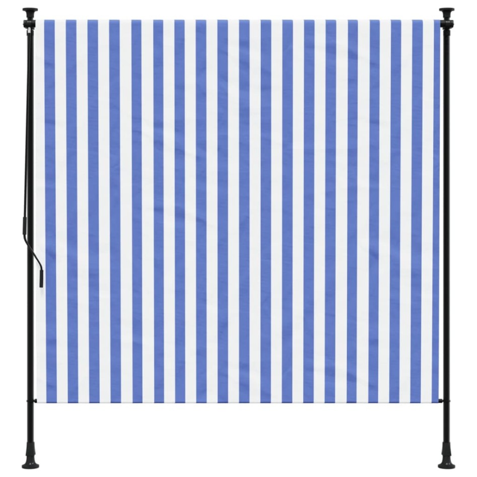 Persiana enrollable exterior tela acero azul blanco 150x270