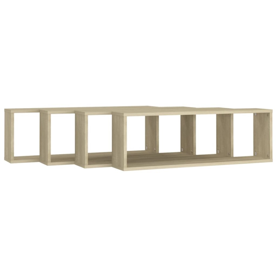 Estante cubo pared 4uds contrachapado roble Sonoma
