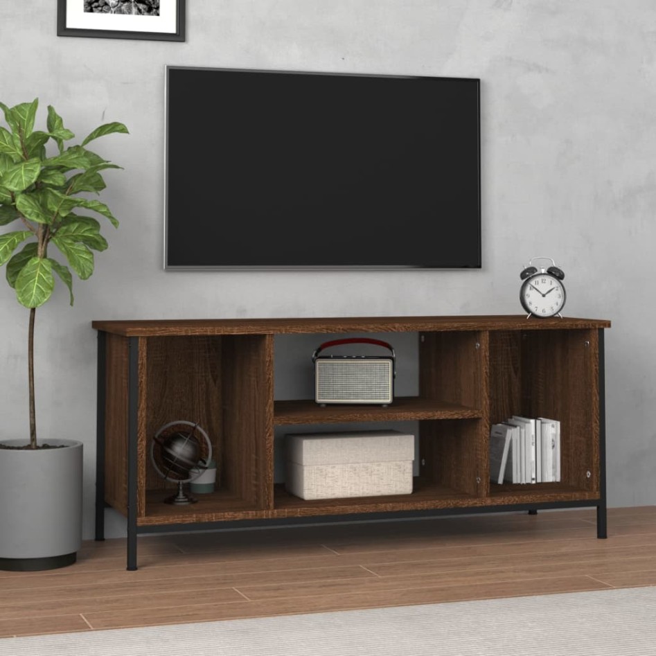 Mueble para TV madera contrachapada roble marrón 102x35x45