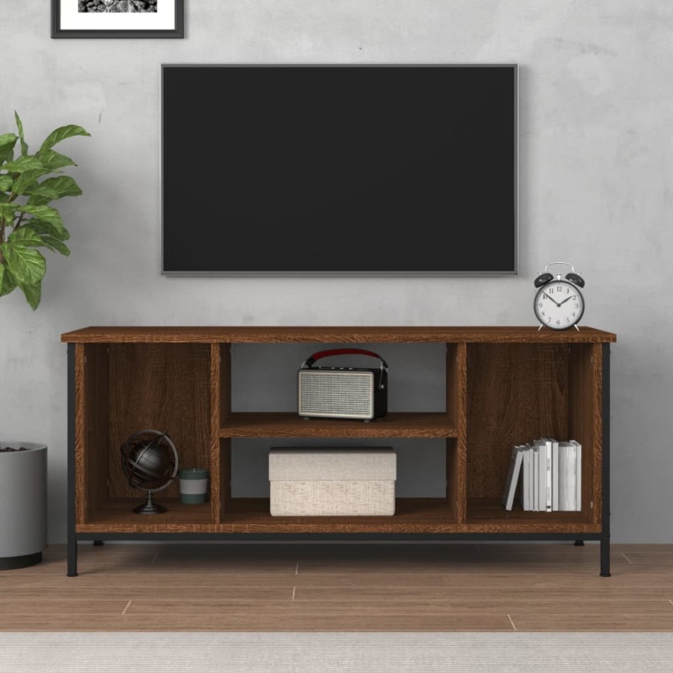 Mueble para TV madera contrachapada roble marrón 102x35x45