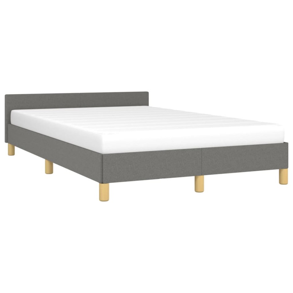 Estructura de cama con cabecero de tela gris oscuro 120x200