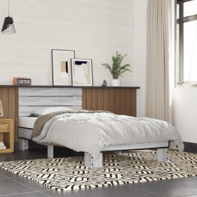 Estructura cama madera ingeniería metal gris Sonoma 75x190