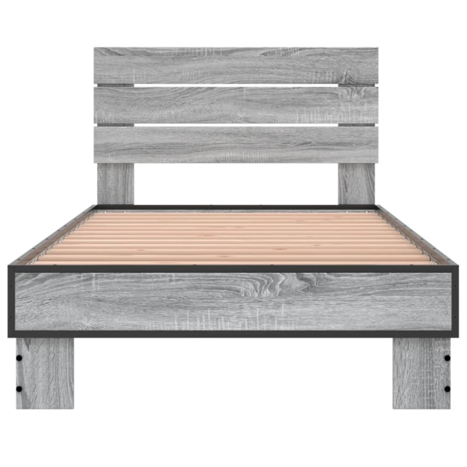 Estructura cama madera ingeniería metal gris Sonoma 75x190