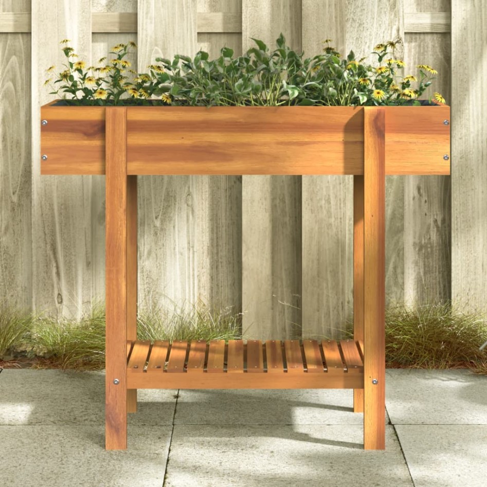 Jardinera arriate madera maciza de acacia 90x30x75