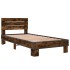 Estructura cama madera ingeniería metal roble ahumado 90x200