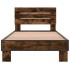 Estructura cama madera ingeniería metal roble ahumado 90x200