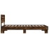 Estructura cama madera ingeniería metal roble ahumado 90x200