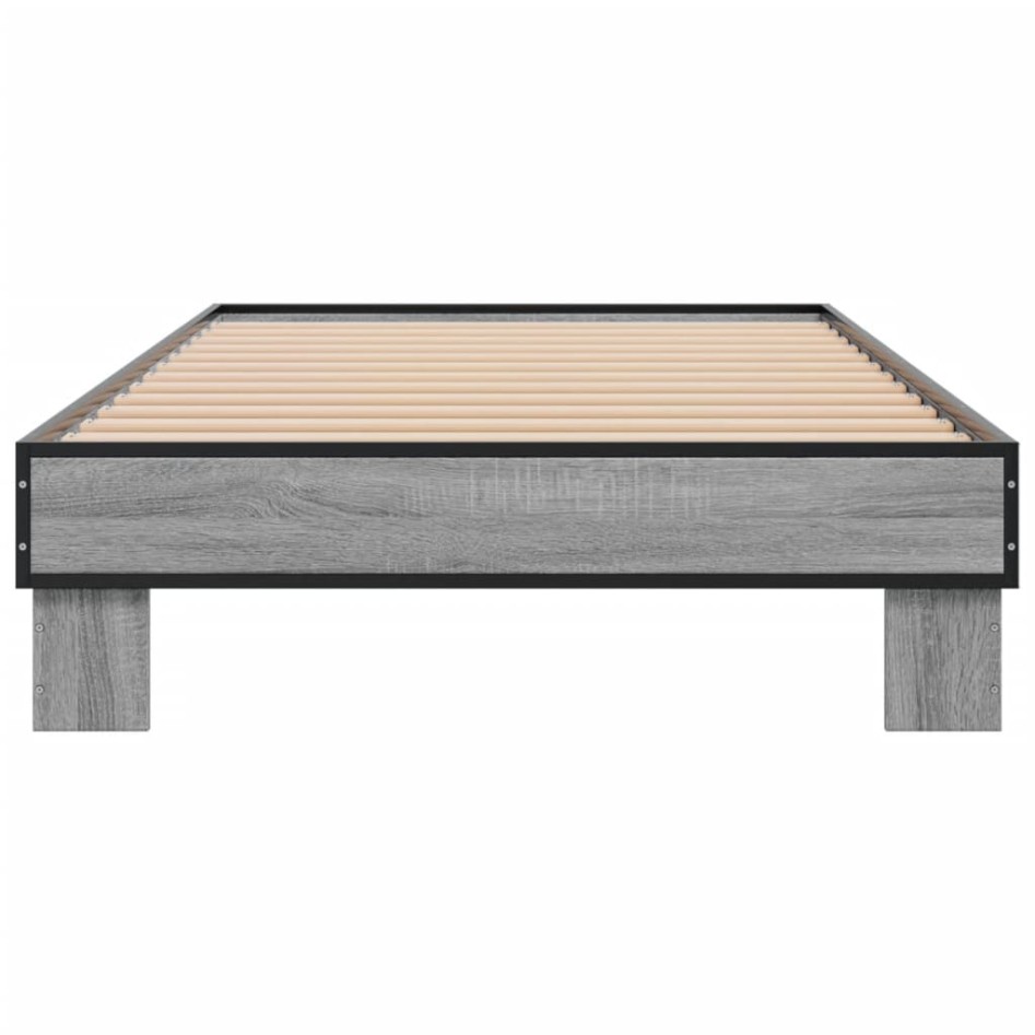 Estructura cama madera ingeniería metal gris Sonoma 90x200