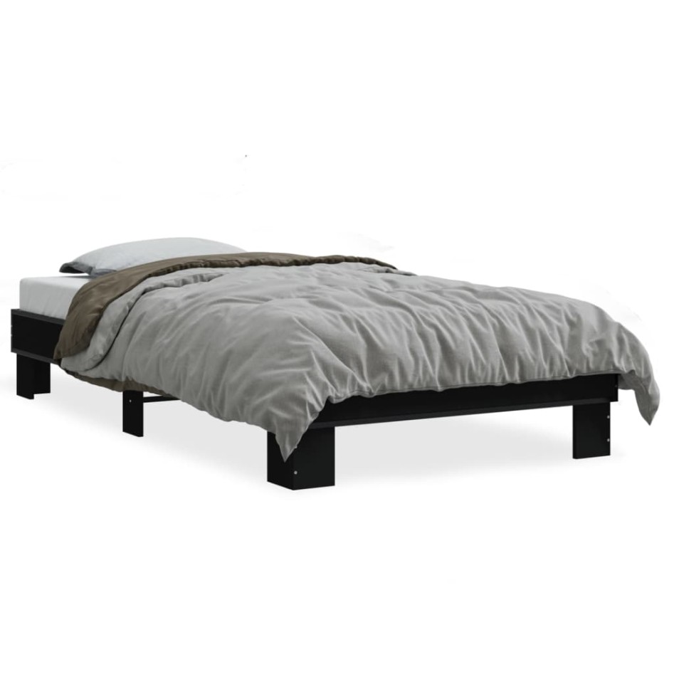 Estructura de cama madera de ingeniería y metal negra 75x190