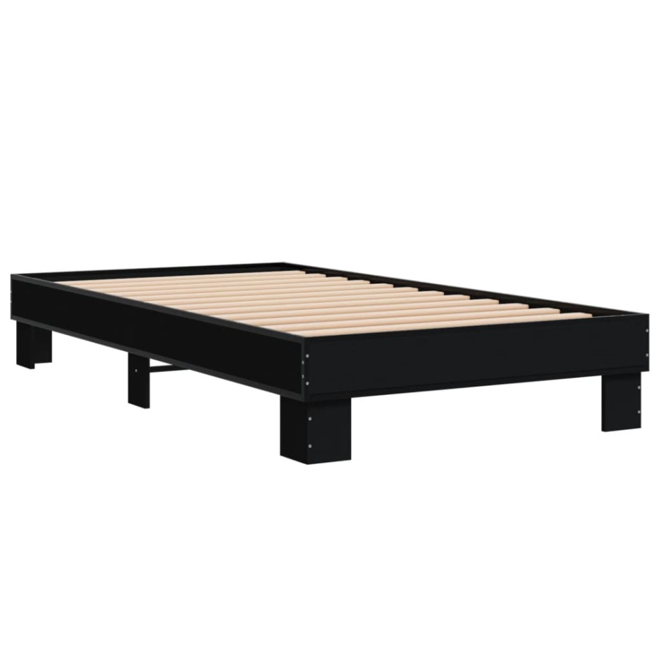 Estructura de cama madera de ingeniería y metal negra 75x190