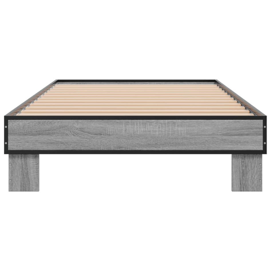 Estructura cama madera ingeniería metal gris Sonoma 75x190