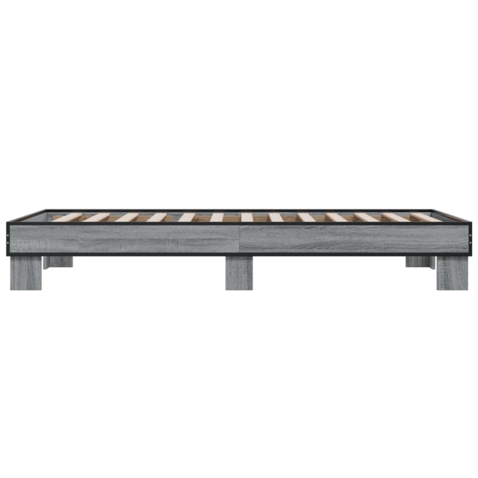 Estructura cama madera ingeniería metal gris Sonoma 75x190