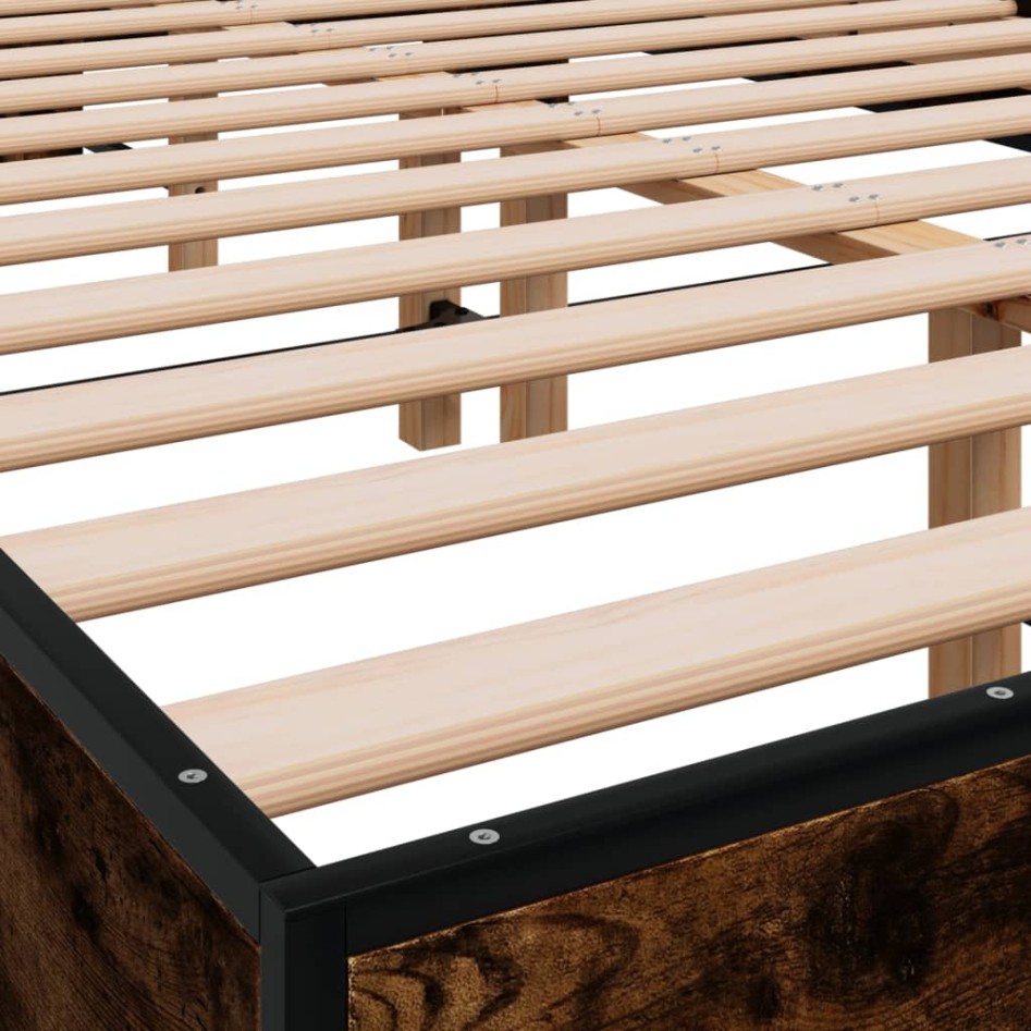 Estructura cama madera ingeniería metal roble ahumado