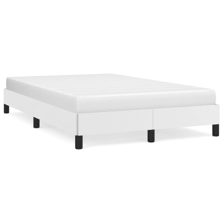 Estructura de cama sin colchón cuero sintético blanco