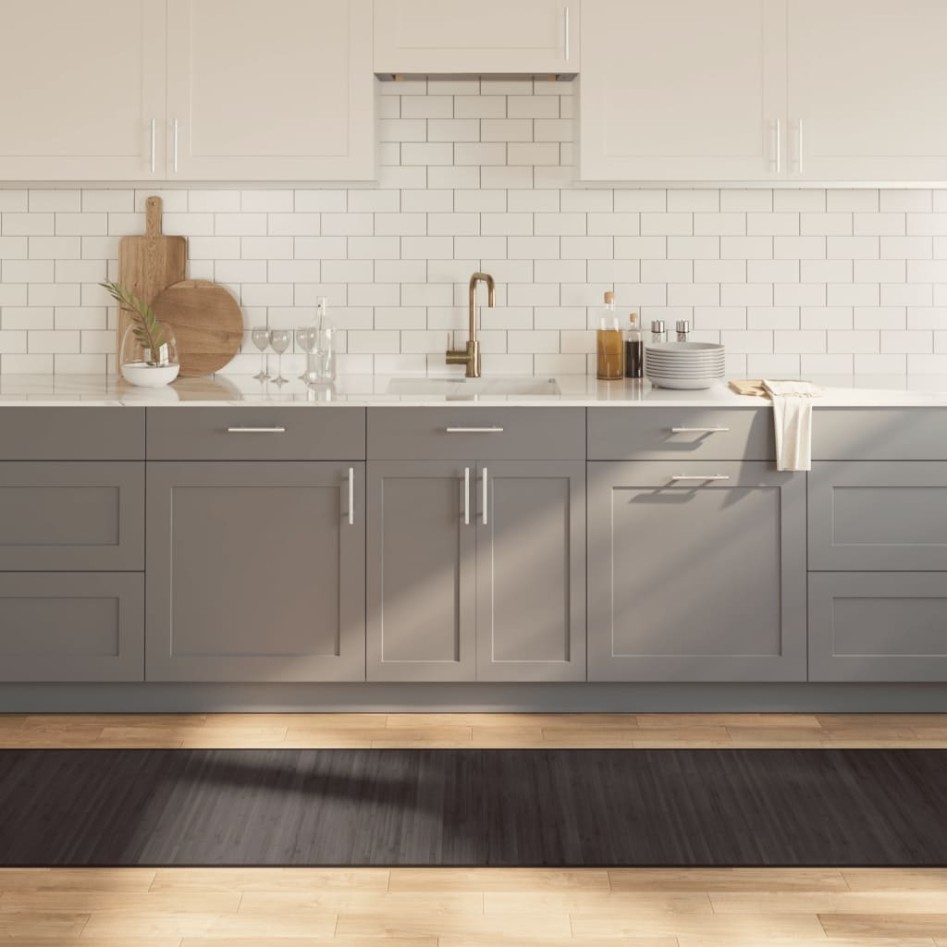 Alfombra rectangular bambú marrón oscuro 70x1000