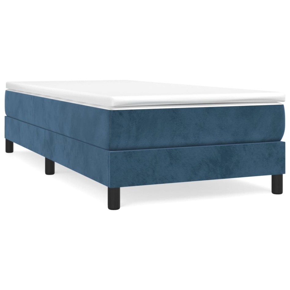 Estructura de cama sin colchón terciopelo azul oscuro 90x190