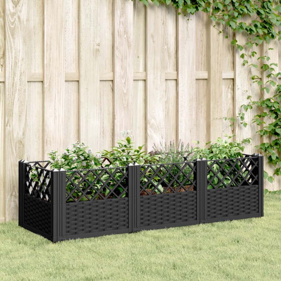 Jardinera con clavijas PP negro 123,5x43,5x43,5