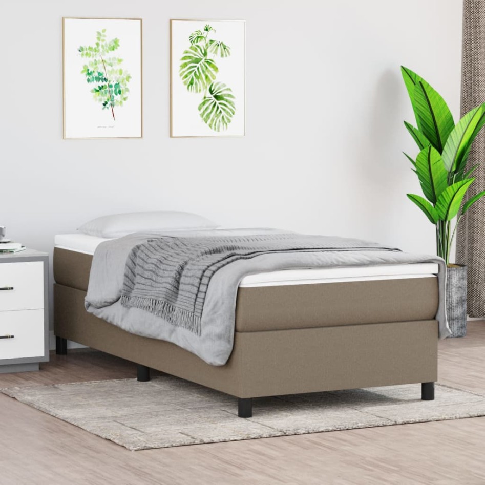 Estructura de cama sin colchón tela gris taupe 100x200
