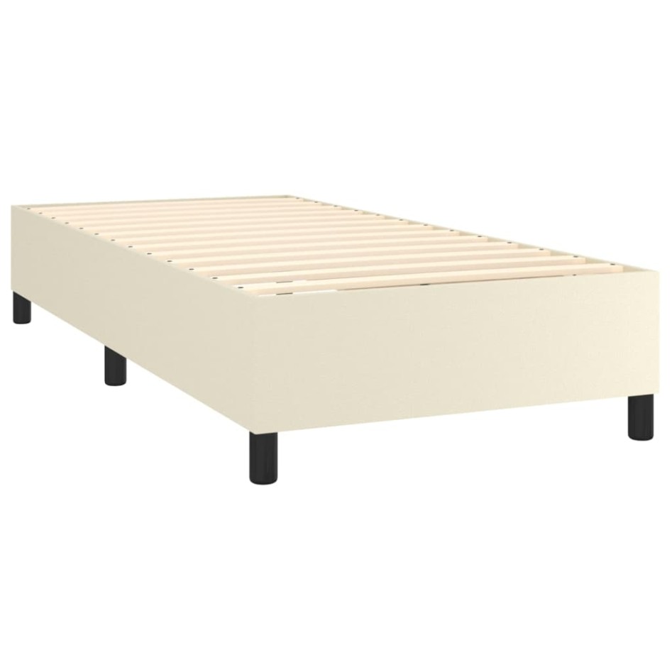 Estructura de cama sin colchón cuero sintético crema 100x200
